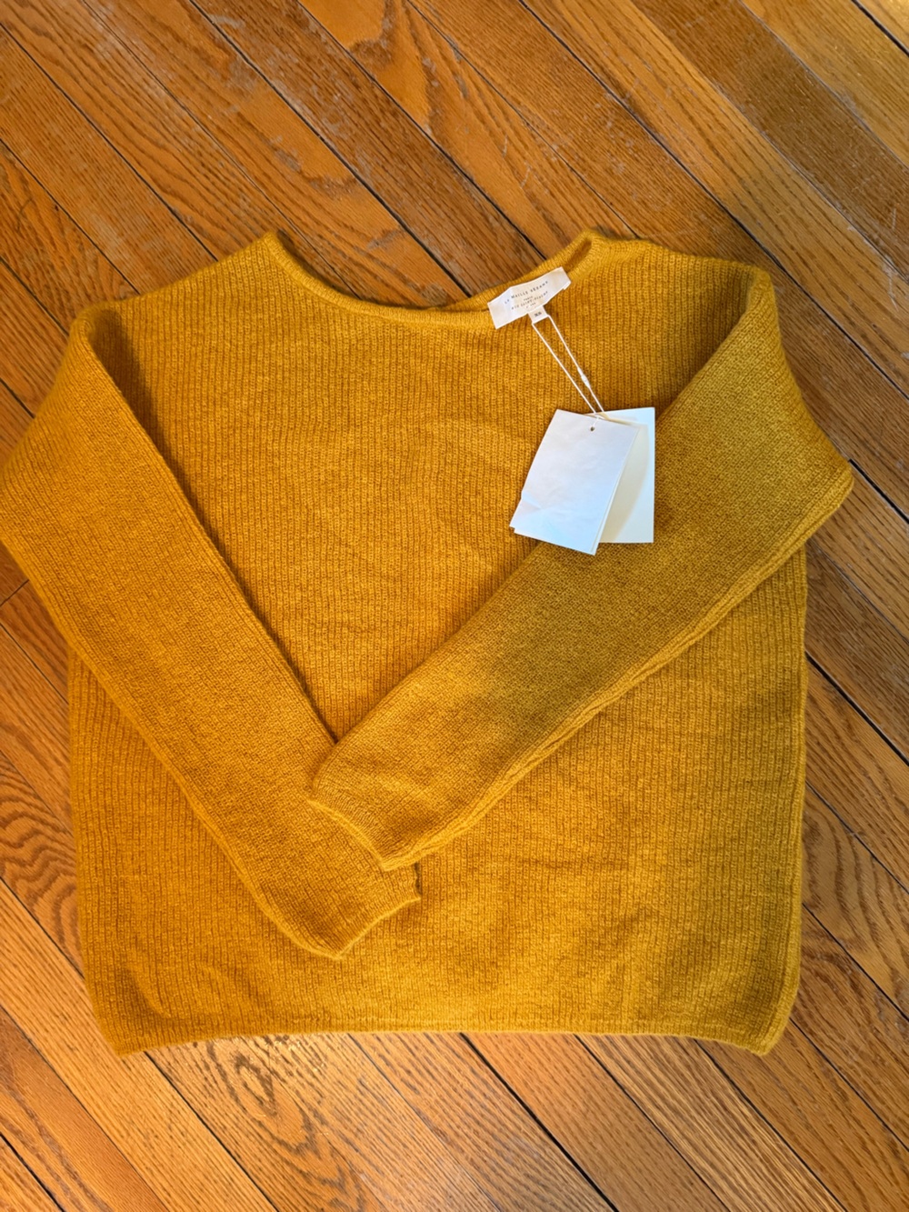 Sezane Mustard Ribbed Button-Accent Women's Sweater RARE color - Picture 6 of 6